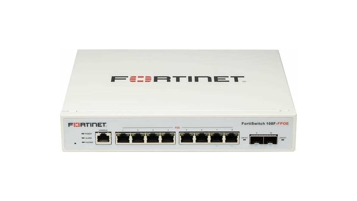 Fortinet FS-108F-FPOE — Switch administrable de 8 puertos, PoE en todos los puertos