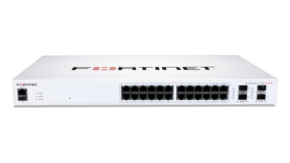 Fortinet FS-124F-FPOE — Switch administrable de 24 puertos, PoE en todos los puertos