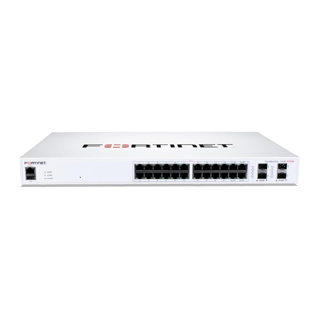 [FS-124F-FPOE] Fortinet FS-124F-FPOE — Switch administrable de 24 puertos, PoE en todos los puertos